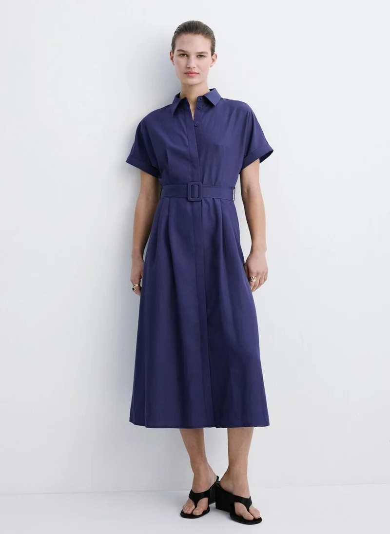 مانجو Lyocell Belted Shirt Dress