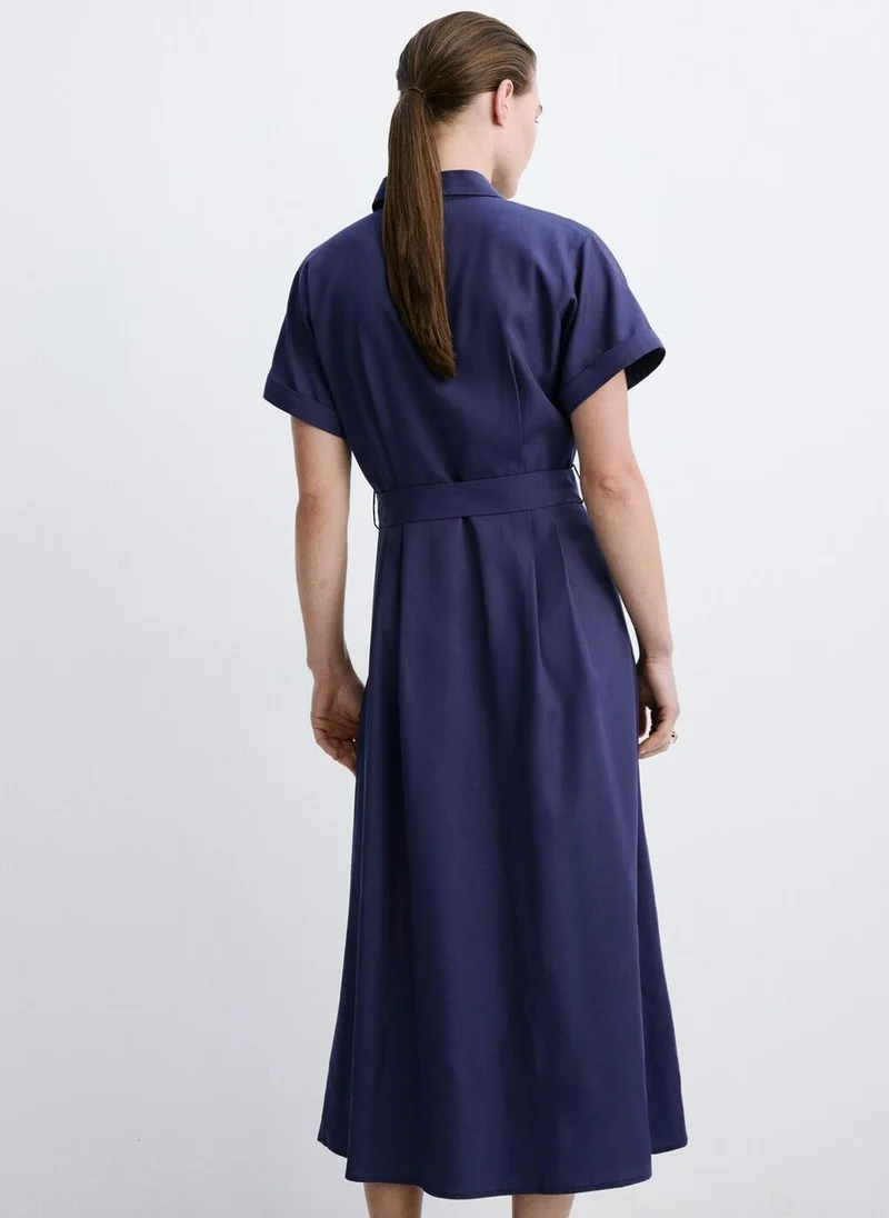 مانجو Lyocell Belted Shirt Dress