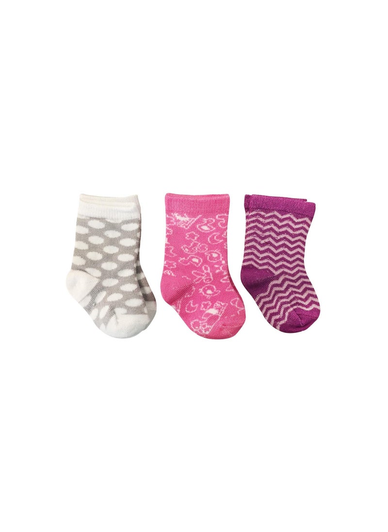 THE SMURFS Smurf Bamboo Cotton Sock - Printed (Pack Of 3) - Grey/Pink/Lavender 6-12M  - Image 3