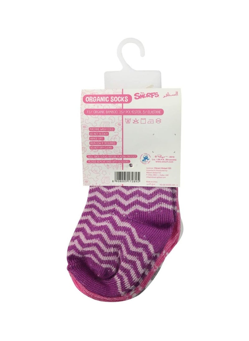 THE SMURFS Smurf Bamboo Cotton Sock - Printed (Pack Of 3) - Grey/Pink/Lavender 6-12M  - Image 2