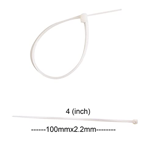 OVG Nylon Self Locking Cable Ties, White (100 mm × 2.2 mm, 4 Inch, Pack of 500 Pcs) Heavy Duty Strong Zip Ties Teeth Grip Fastener Organizer Tie - Image 2