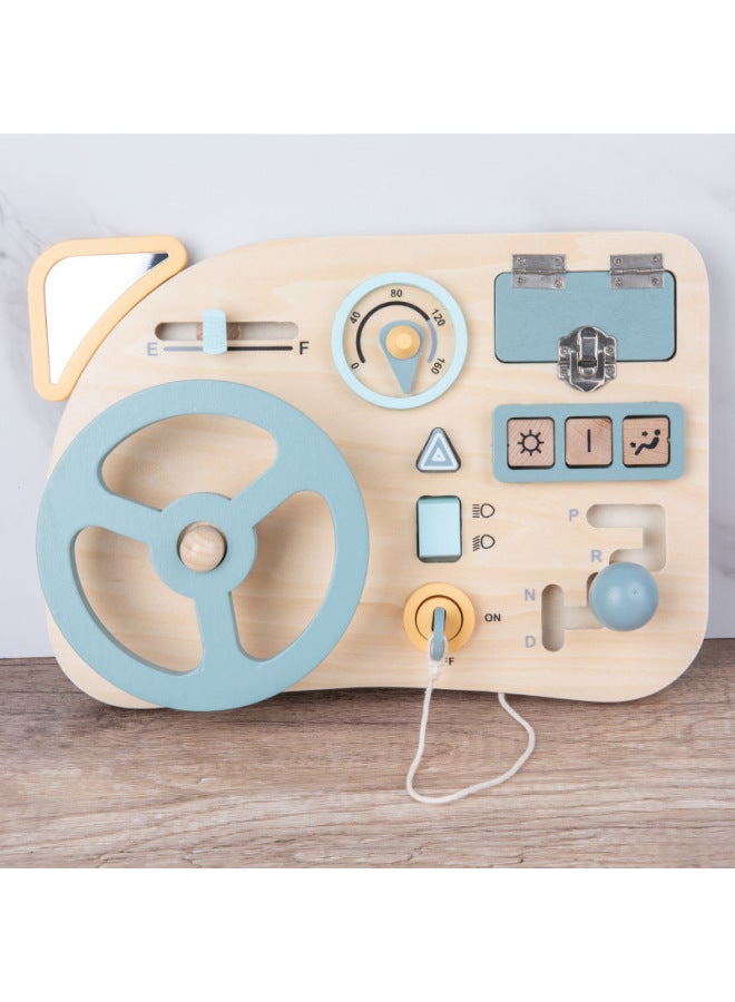 Montessori Monterey Busy Board Young Children's Early Education Car Simulation Steering Wheel Driving Learning Unlock Educational Toys-Color:Gb-digital Busy Steering Wheel 0.49  - Image 2