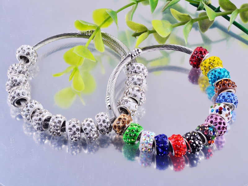 eswala Rhinestone Beads for Pens Making,120pcs 12mm Bulk Beadable Spacer Beads for Pens,Fancy European Glitter Diamond Crystal Beads for Bracelet Jewelry Making - Image 5
