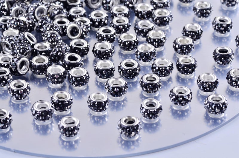 eswala Rhinestone Beads for Pens Making,120pcs 12mm Bulk Beadable Spacer Beads for Pens,Fancy European Glitter Diamond Crystal Beads for Bracelet Jewelry Making - Image 2