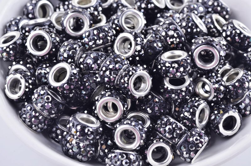 eswala Rhinestone Beads for Pens Making,120pcs 12mm Bulk Beadable Spacer Beads for Pens,Fancy European Glitter Diamond Crystal Beads for Bracelet Jewelry Making - Image 3