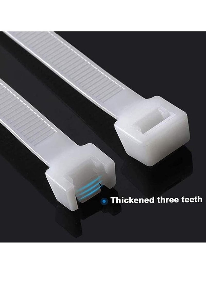 Zip Ties 16 Inch 100 per pack with 70 Pounds Tensile Strength Heavy duty cable ties White Self-Locking Nylon Wire Ties