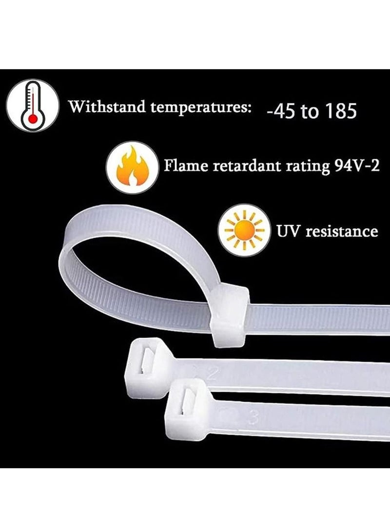Zip Ties 16 Inch 100 per pack with 70 Pounds Tensile Strength Heavy duty cable ties White Self-Locking Nylon Wire Ties