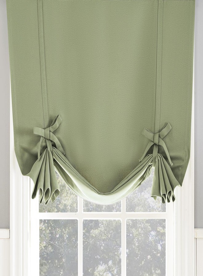 Sun Zero Soho Energy Saving Blackout Rod Pocket Window Tie-up Balloon Shade, 40" x 63", Sage Green - Image 1