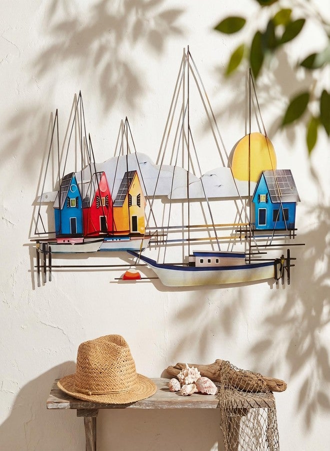 Otoolling Metal Ship Wall Decor Sailing Boat Ornament Large Sailboat Wall Sculpture Coastal Nautical Hanging Decor Art for Living Room Bedroom Indoor Outdoor(Classic) - Image 3