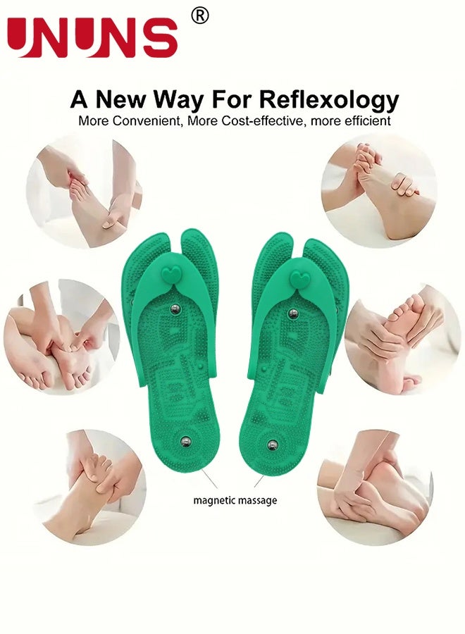 UNUNS Portable Massage Slippers,1 Pair Foldable Dismountable Massage Slippers for Feet,Non-Slip Unisex Massage Sandals Men/Women Stress Relief for Bath,Green - Image 3