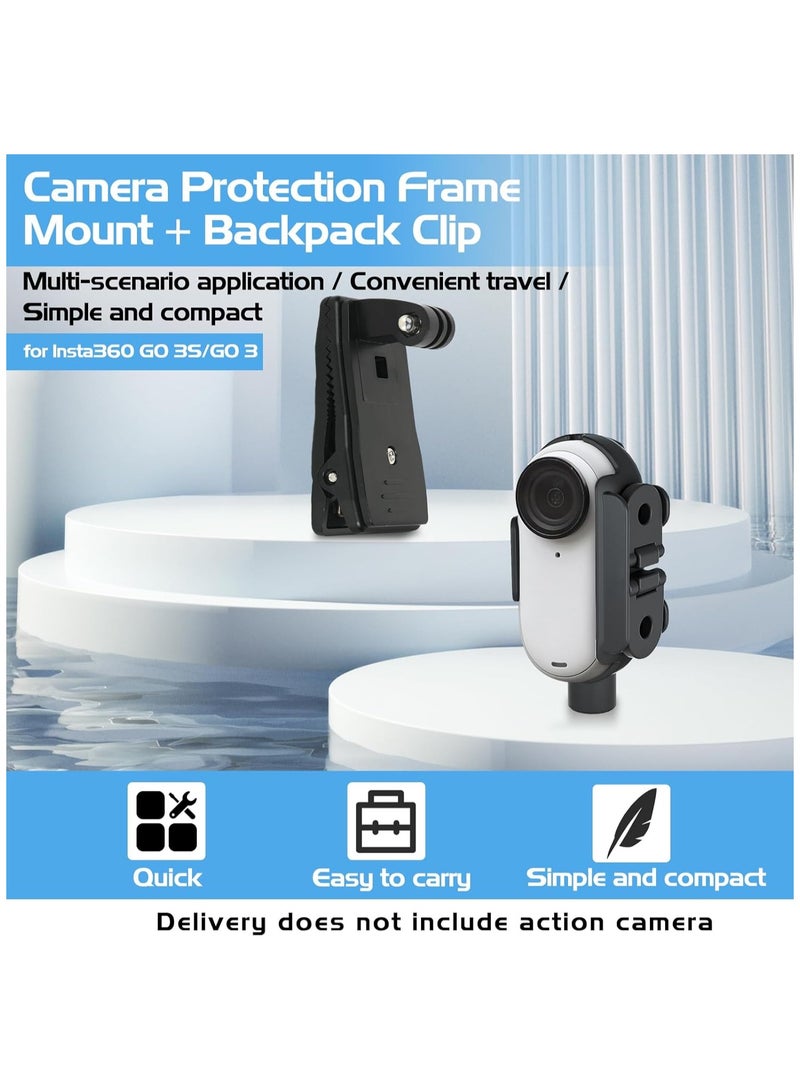 Camera Mount for Insta360 Go 3S/Go 3, Camera Protector Bracket Holder with 1/4’ Threaded Adapter + Backpack Shoulder Strap Clip for Insta360 GO 3 Sports Camera Accessory - Image 2