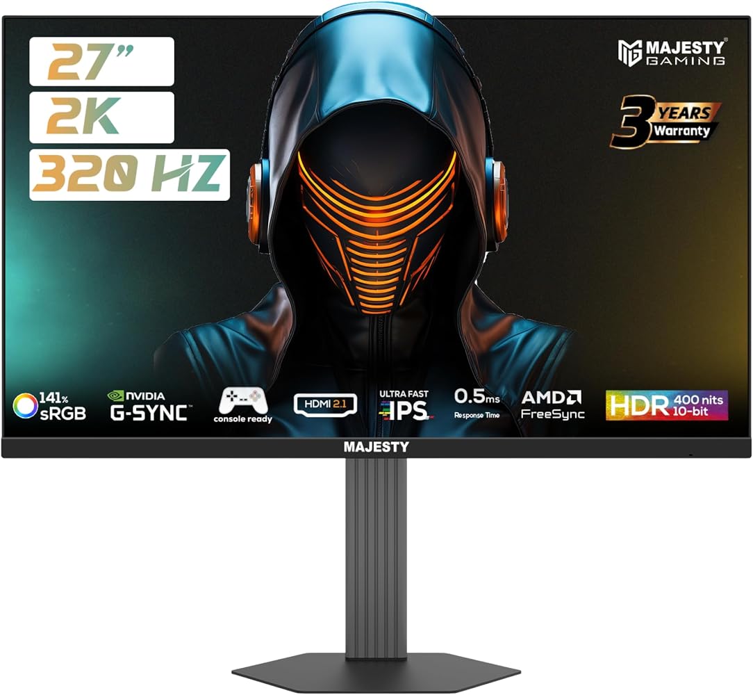 ماجستي Majesty 2k Qhd Gaming Monitor Ips 0 5ms HDR400 27 inch