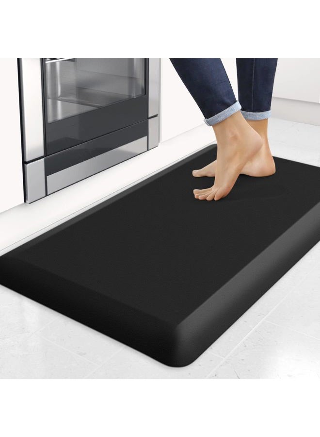StepRite 4/5 Inch Thick Kitchen Mats, 17'' x 28'' Kitchen Rug Non-Slip, Stain Resistant, Waterproof Kitchen Mats for Floor, Cushioned Anti Fatigue Rug for Kitchen, Office, Sink - Black - Image 1
