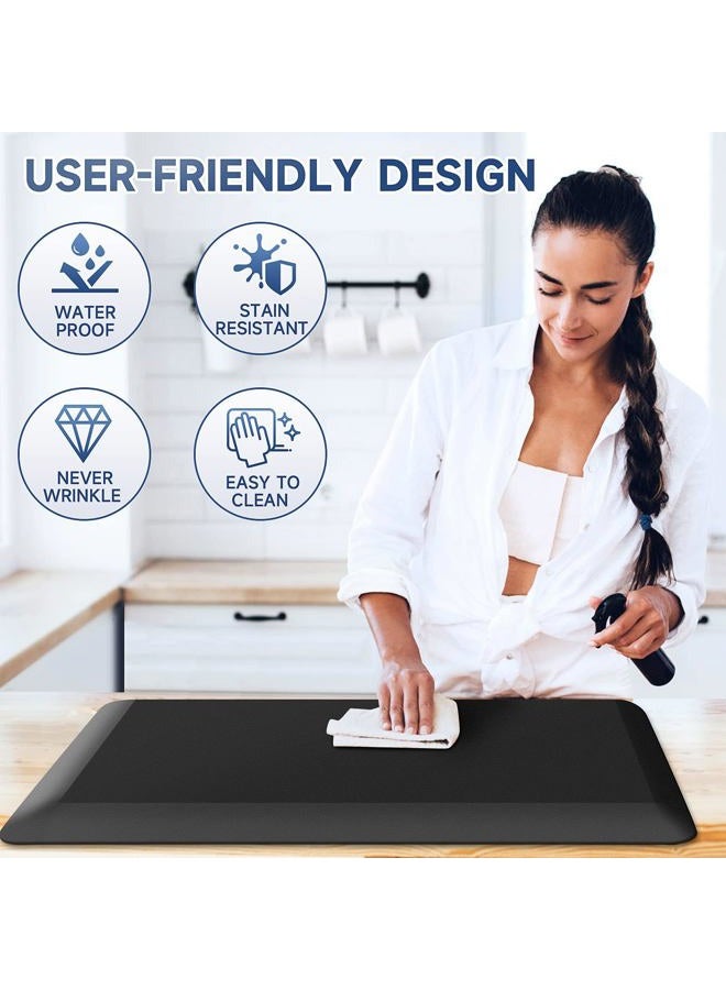 StepRite 4/5 Inch Thick Kitchen Mats, 17'' x 28'' Kitchen Rug Non-Slip, Stain Resistant, Waterproof Kitchen Mats for Floor, Cushioned Anti Fatigue Rug for Kitchen, Office, Sink - Black - Image 5