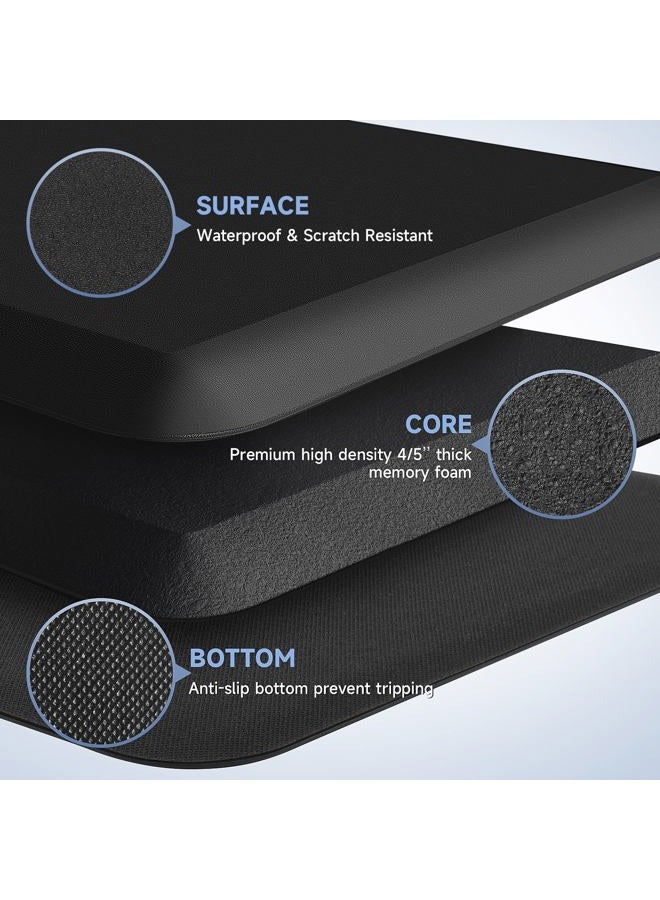 StepRite 4/5 Inch Thick Kitchen Mats, 17'' x 28'' Kitchen Rug Non-Slip, Stain Resistant, Waterproof Kitchen Mats for Floor, Cushioned Anti Fatigue Rug for Kitchen, Office, Sink - Black - Image 3
