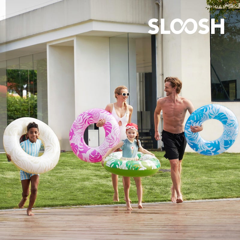 SLOOSH 4 Pack Pool Floats, Pool Tube for Kids Swim Rings Inflatable Tubes, Tropical Leaves Floatie Ring Water Toys for Swimming, Summer Beach Party - Image 5