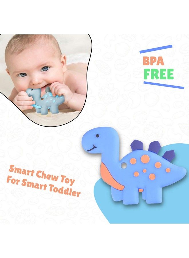 iSweven Dinosaur Shaped Food Grade Silicone Baby Teethers Bpa Free Chew Toys Teethers For Babies ; Baby Gum Molar Chew Toy Relieve Long Tooth Pain ; Tooder Teething Pacifier (3 12 Months Blue) - Image 4