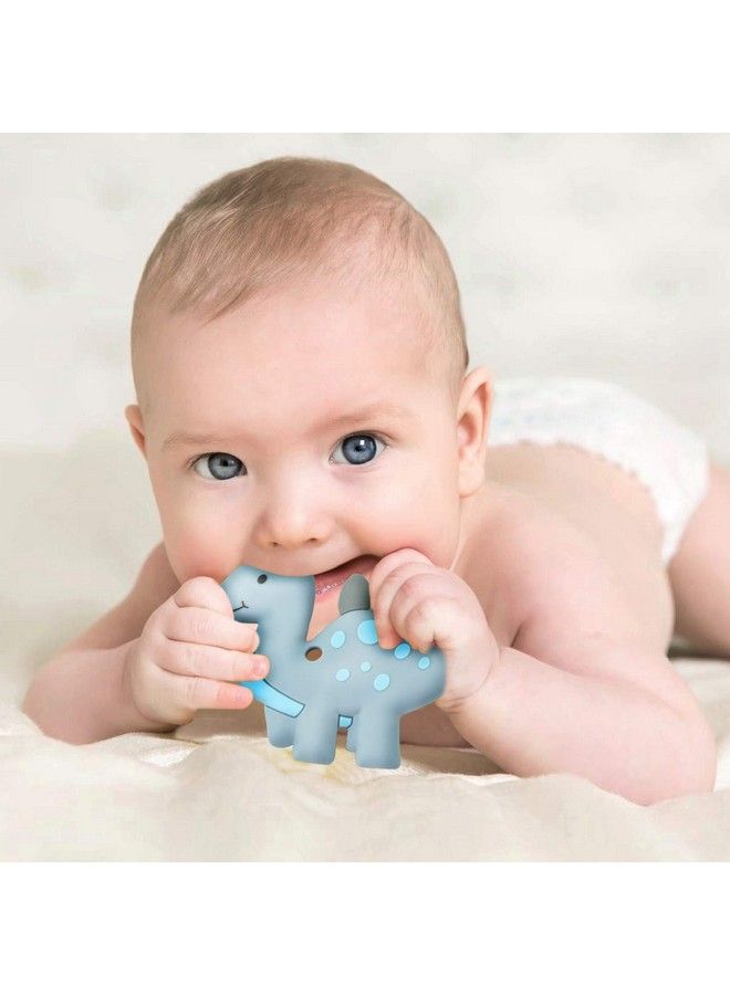 iSweven Dinosaur Shaped Food Grade Silicone Baby Teethers Bpa Free Chew Toys Teethers For Babies ; Baby Gum Molar Chew Toy Relieve Long Tooth Pain ; Tooder Teething Pacifier (3 12 Months Blue) - Image 3
