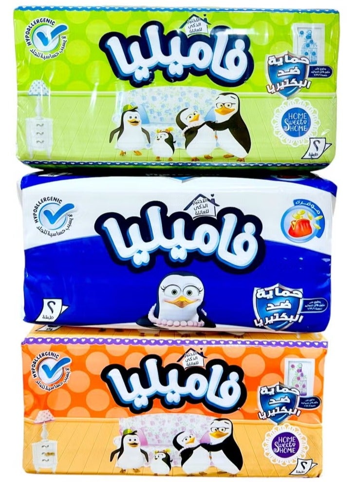 Familia Anti-Bacterial Tissues 3 Ply 500 Tissues Multiple Colors