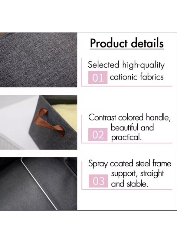 FAMOUS SHOP FAMOUS SHOP Foldable Cloth Basket for Storage with Metal Frame and Handles Clothes Organizer for Wardrobe Clothing Storage Solutions Wardrobe Organizer for Clothes Toys Shelves 26 L Gray  - Image 3