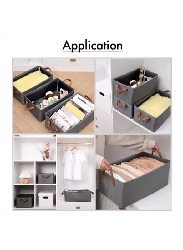 FAMOUS SHOP FAMOUS SHOP Foldable Cloth Basket for Storage with Metal Frame and Handles Clothes Organizer for Wardrobe Clothing Storage Solutions Wardrobe Organizer for Clothes Toys Shelves 26 L Gray  - Image 4
