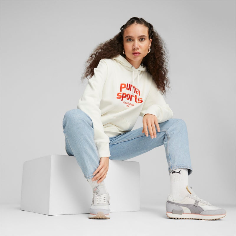 PUMA Team Womens White Hoodie - Image 2
