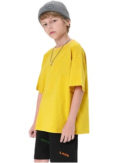 Selecta Now Boys Premium 100% Combed Cotton Plain Crew Neck T-Shirts Soft Breathable Tees Mustard Comfortable Cotton Jersey Shirts For Boys  - Image 2