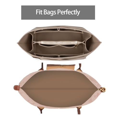 ZTUJO Purse Organizer Insert for le pliage Compatible with Longchamp Le Pliage Top Handle SMShoulder Bag SL Beige Large For Top Handle M and Shoulder Bag L - Image 3