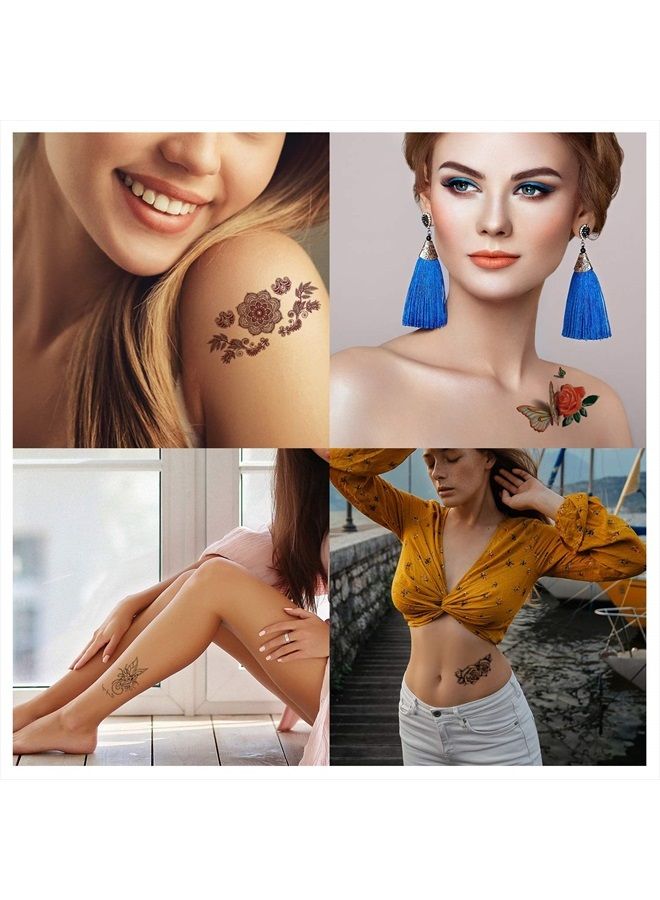 Zomme 42 ورقة من ملصقات الوشم المؤقت، ورود، فراشات وأسلوب مختلط متعدد الألوان لفن الجسم المؤقت للنساء، الفتيات أو الأطفال - Image 5