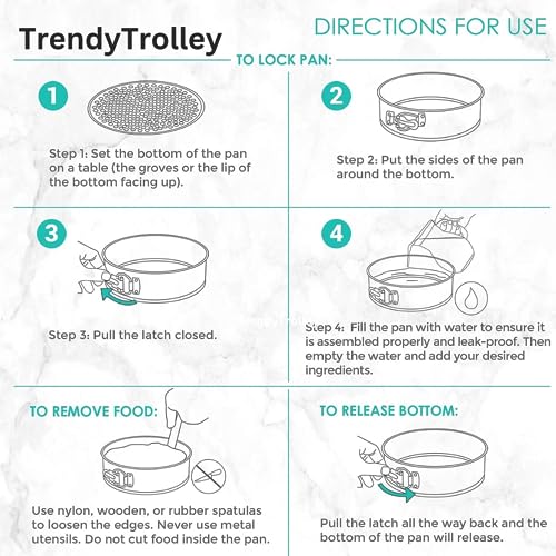 TrendyTrolley 8 Inch Round Cake Tin Springform Pan | Carbon Steel Non-Stick Cake Baking Mould for Microwave, Oven OTG | Dishwasher & Freezer Safe Bakeware (20 cm) - Image 5
