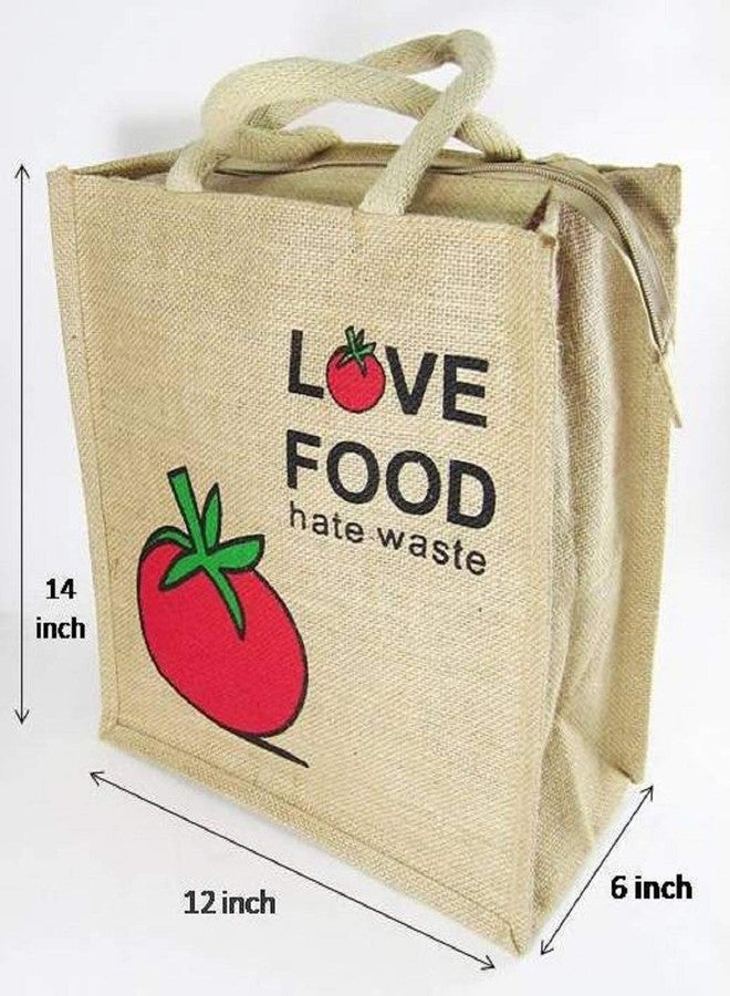HRBS Jute Lunch Bag | Tiffin Bag | Multi Purpose Tote Bag | Hand Bag - Eco-Friendly, Reusable, | Gift | Return Gift | Large Size (34x30) - Love Food Hate Waste Pack of 10Pc- Shopping Bag - Image 3