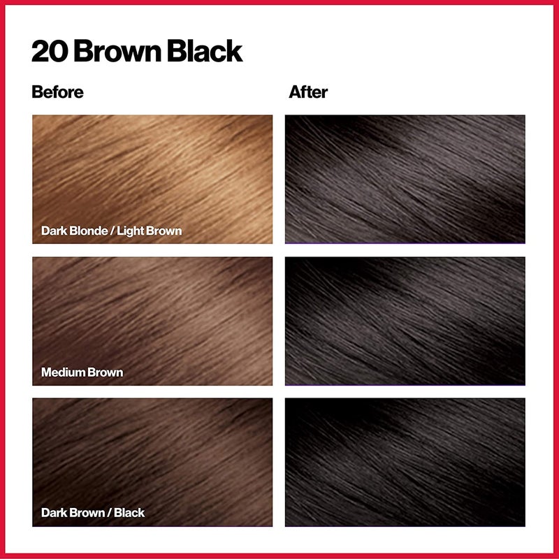 Revlon Permanent Hair Color, Permanent Hair Dye, Colorsilk with 100% Gray Coverage, Ammonia-Free, Keratin and Amino Acids, 20 Brown Black, 4.4 Oz (Pack of 3) - Image 3