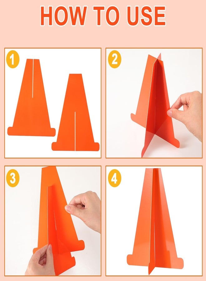 Affrolling Racing Car Party Decorations Include 6 Orange Traffic Cones and 12 Checkered Flags Mini Black and White 7 Inch Cardboard Cones for Race Car Theme Birthday Party Decorations - Image 3