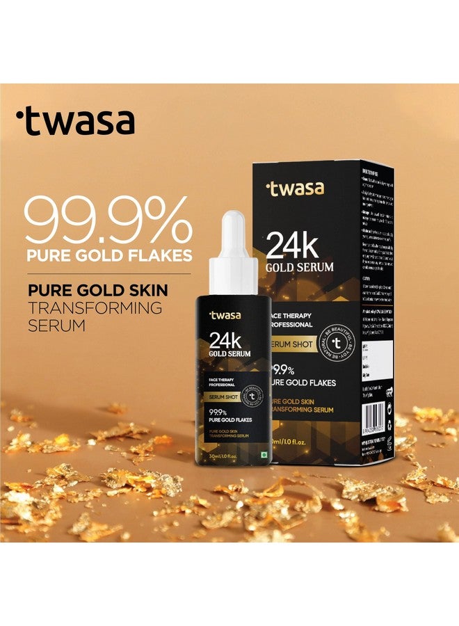 Twasa 24k Gold Face Serum For Glowing Skin | Brightens Skin Tone, Reduce Dark Spots, Fine Lines & Wrinkles with Pure 99.9% Gold Flakes, Lightweight & Non-Sticky, 30ml - Image 2