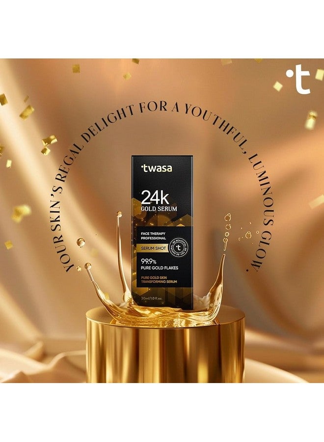 Twasa 24k Gold Face Serum For Glowing Skin | Brightens Skin Tone, Reduce Dark Spots, Fine Lines & Wrinkles with Pure 99.9% Gold Flakes, Lightweight & Non-Sticky, 30ml - Image 3