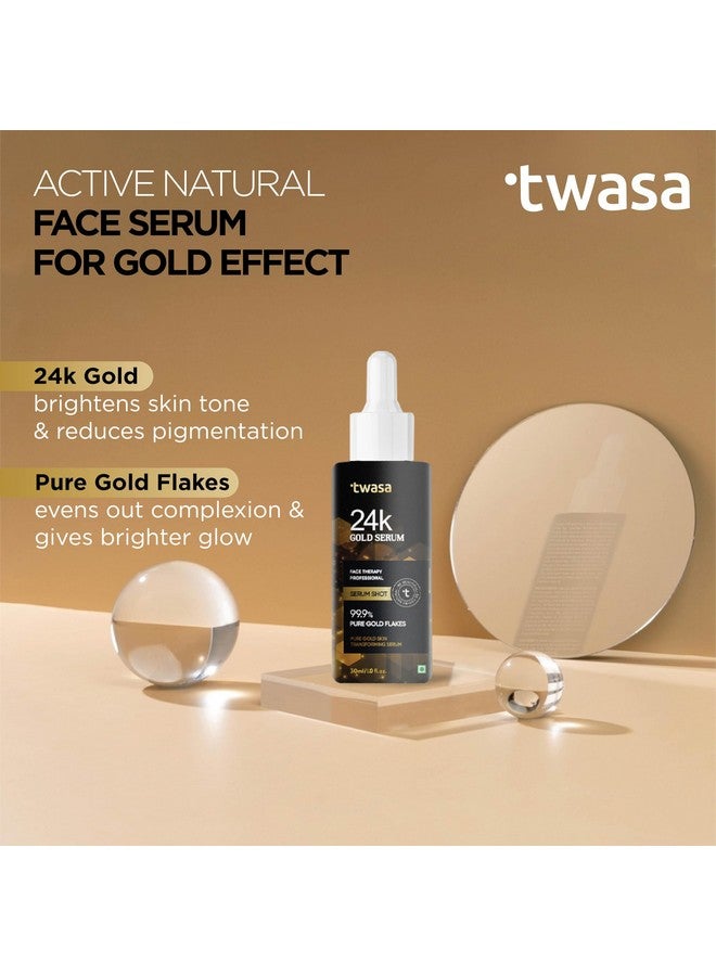 Twasa 24k Gold Face Serum For Glowing Skin | Brightens Skin Tone, Reduce Dark Spots, Fine Lines & Wrinkles with Pure 99.9% Gold Flakes, Lightweight & Non-Sticky, 30ml - Image 4