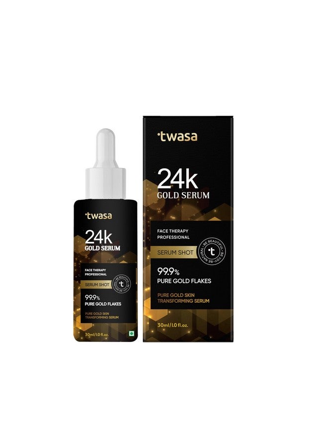 Twasa 24k Gold Face Serum For Glowing Skin | Brightens Skin Tone, Reduce Dark Spots, Fine Lines & Wrinkles with Pure 99.9% Gold Flakes, Lightweight & Non-Sticky, 30ml - Image 1