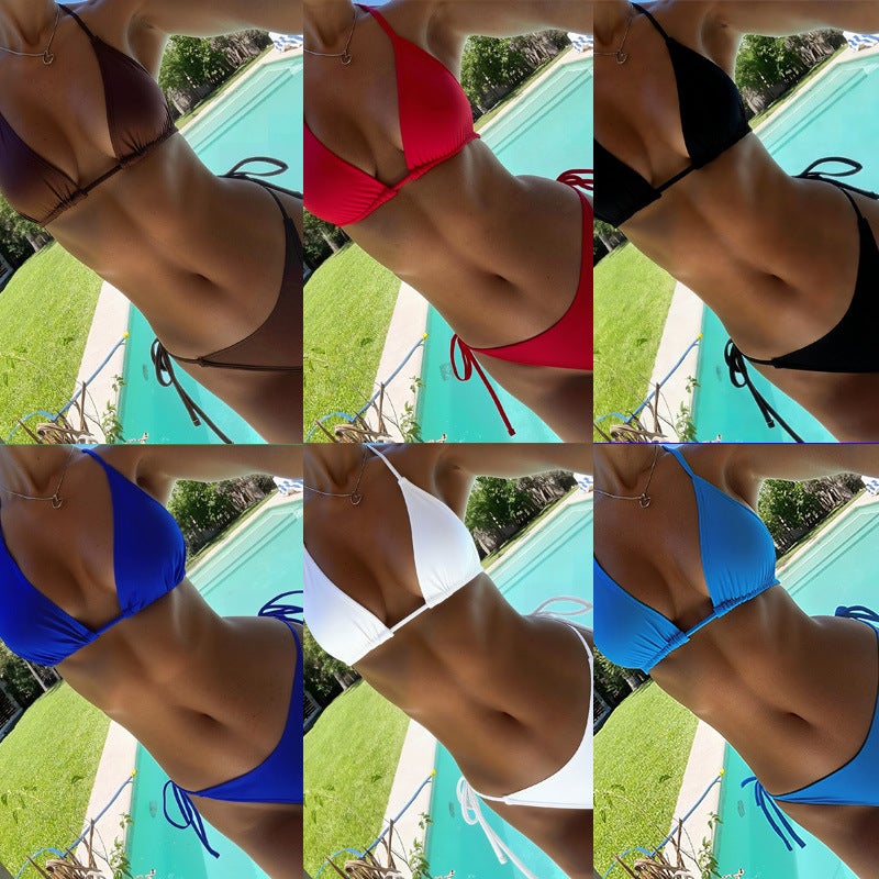 2026 and Shein Popular Triangle Cup Lace-Up Backless Sexy Bikini Two-Piece Swimsuit for Women - Image 2
