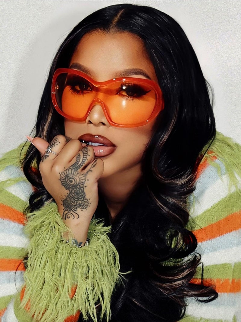 TYA Oversized Trendy Wrap Around Sunglasses for Women Men - Cool Concert Orange shades 2000s Retro Round Big Shield Glasses - Image 2