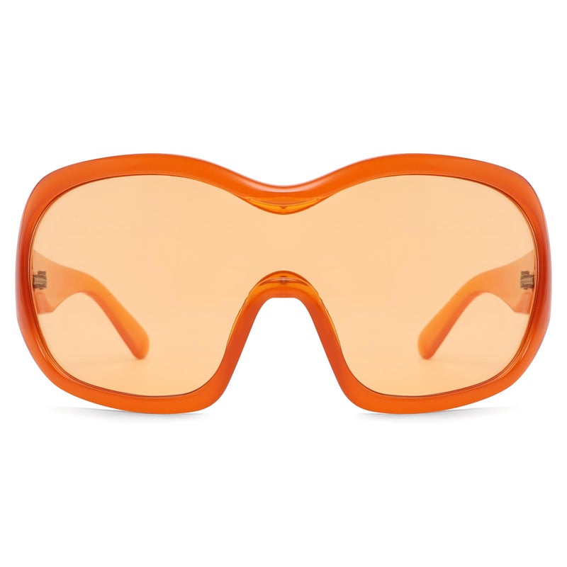 TYA Oversized Trendy Wrap Around Sunglasses for Women Men - Cool Concert Orange shades 2000s Retro Round Big Shield Glasses - Image 1
