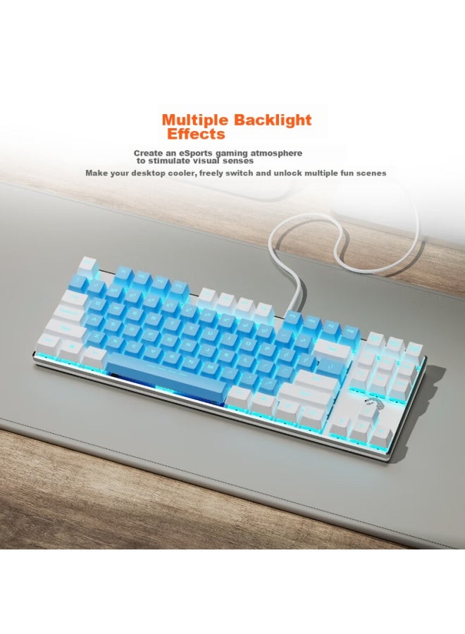 Daryo Dareu Ek815 Mechanical Alloy Edition Keyboard, Wired E-sports Gaming Keyboard, 87 Keys Multi-key Anti-ghosting, Laptop Keyboard, White Blue Red Switches - Image 5