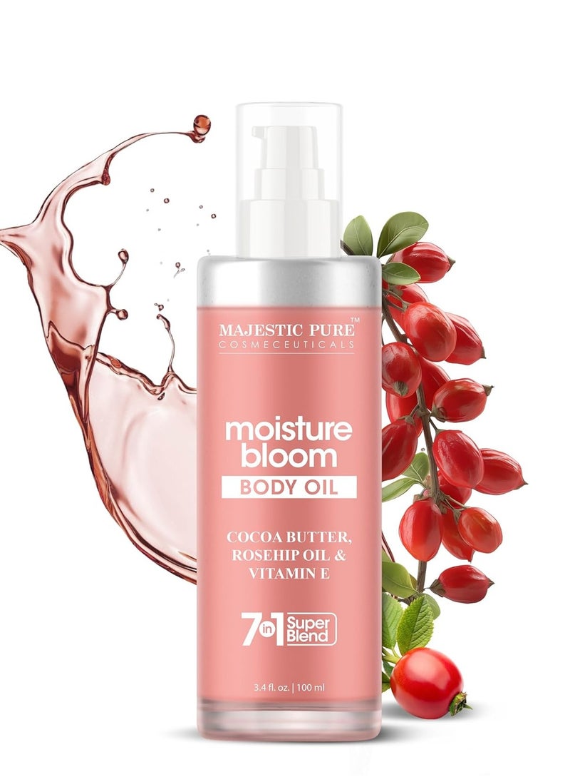 Majestic Pure Majestic Pure Moisturizing Body Oil |100% Pure & Natural with Cocoa Butter, Rosehip, Vitamin E | After Shower Body Oils for Women and Men | Scented Radiant Skin Therapy Firming Massage Oil | 3.4 Fl Oz  - Image 4