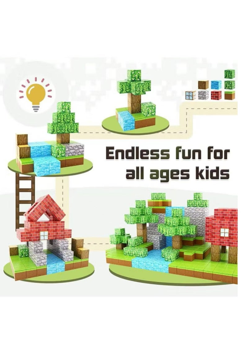 YOKA 108PCS Magnetic Blocks-Build Mine Magnet World Set for Boys & Girls Age 3-5 6-8, STEM Sensory Toys for Toddlers Gifts for 3+ Years Old Girls Boys,2cm Magnet Cubes Classroom Must Haves Construction Toys - Image 2