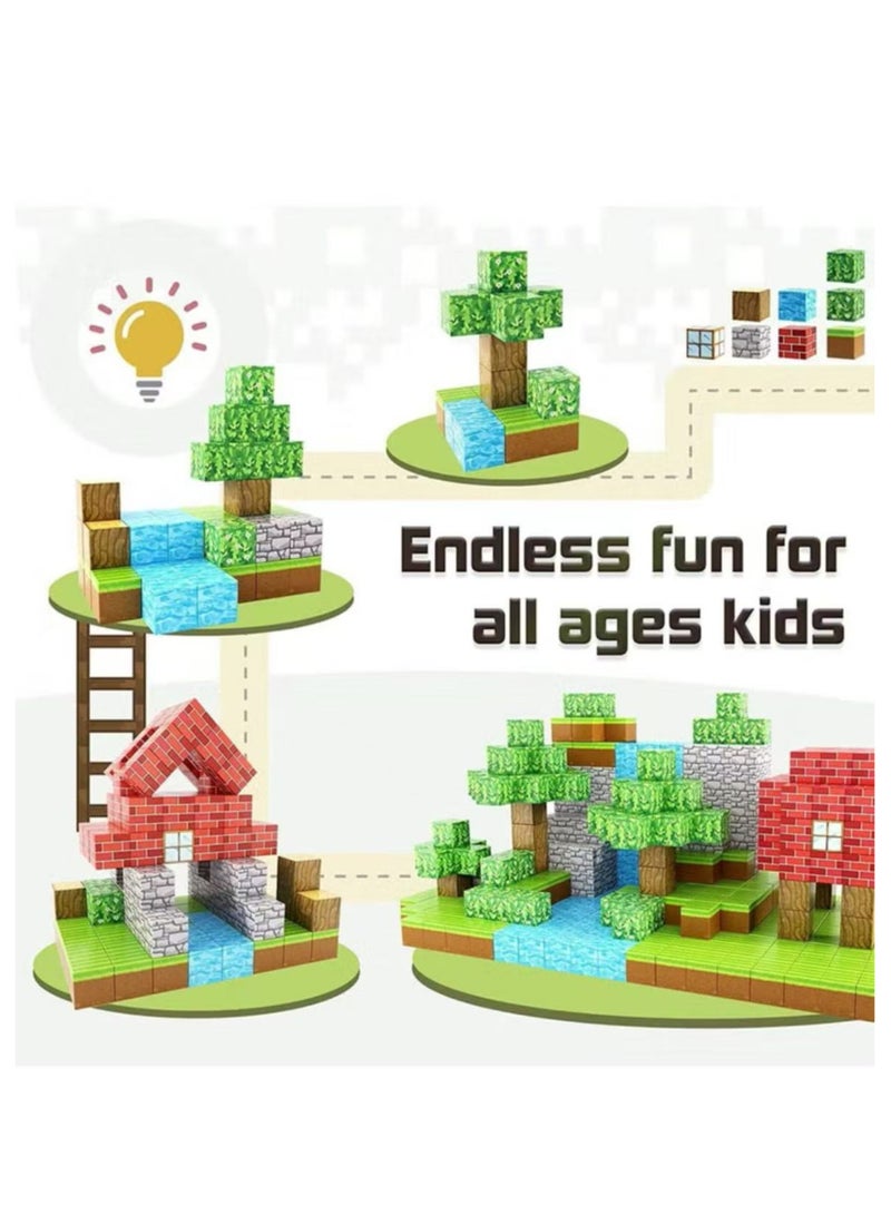 YOKA 108PCS Magnetic Blocks-Build Mine Magnet World Set for Boys & Girls Age 3-5 6-8, STEM Sensory Toys for Toddlers Gifts for 3+ Years Old Girls Boys,2cm Magnet Cubes Classroom Must Haves Construction Toys - Image 3