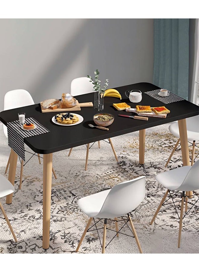 تايمي طاولة طعام مستطيلة حديثة طاولة طعام من الخشب الصلب للمطبخ وغرفة الطعام وغرفة المعيشة 120x60x73سم - أسود - Image 1