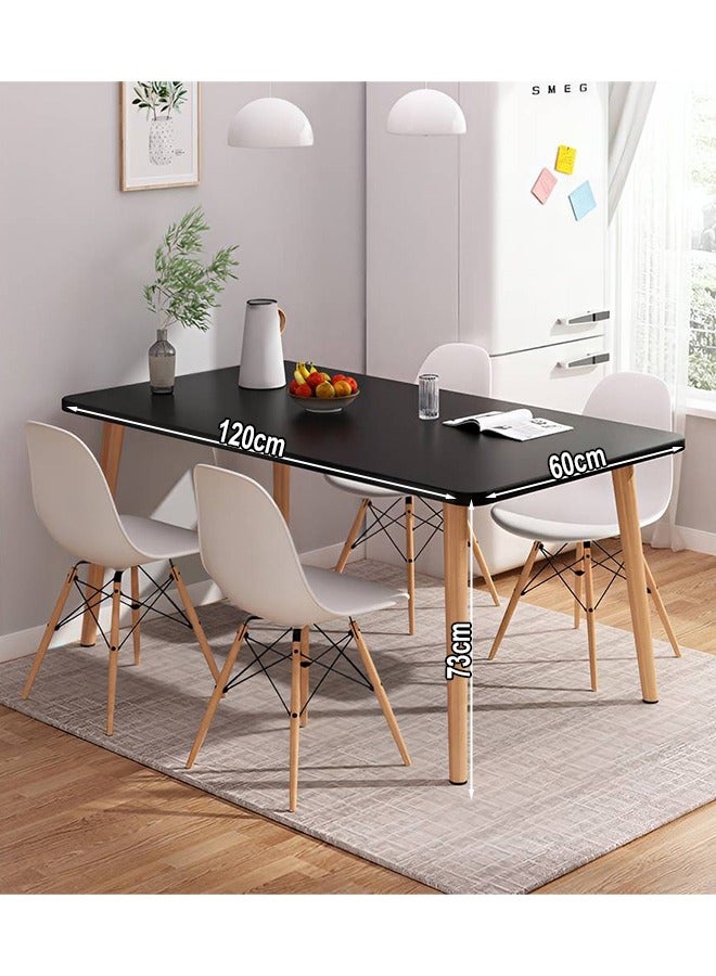 تايمي طاولة طعام مستطيلة حديثة طاولة طعام من الخشب الصلب للمطبخ وغرفة الطعام وغرفة المعيشة 120x60x73سم - أسود - Image 2