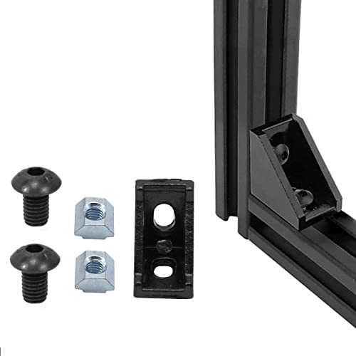 SeekLiny 26pcs 2020 Corner Bracket Connector Aluminum Extrusion Hardware V-Slot T-Slot Accessories with T Nuts and Screws for 8020 Aluminum Profile 3D Printer Frame Accessories Black - Image 2