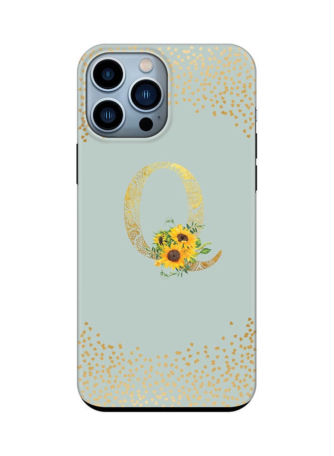 Stylizedd Monogram Tough Series for Apple iPhone 13 Pro Max Custom Initials Floral Mandala Pattern Tough Pro Dual Layer hybrid PC inner TPU protection Alphabet- Q (Light Green) - Image 1