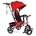 INFANS Kids Tricycle 6 in 1 Stroll Trike with Adjustable Push Handle Removable Canopy Retractable Foot Plate Lockable Pedal Detachable Guardrail Suitable for 10 Months to 5 Years Red - Image 4