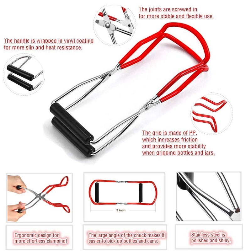 AIVS Jar Lifter Tongs And Canning Rack Set With Canning Funnel Stainless Steel Funnel Kitchen Jar Funnel Jar Lifter Tongs And Anti-Slip Canning Jar Lifter - Image 3